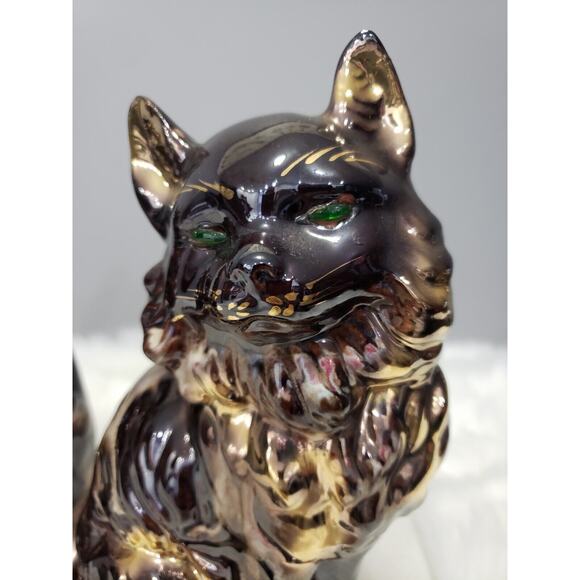 GREEN EYES Vintage Ceramic Drip Glaze Cat Japan Mid Century Modern MCM Retro Mod - Picture 7 of 10
